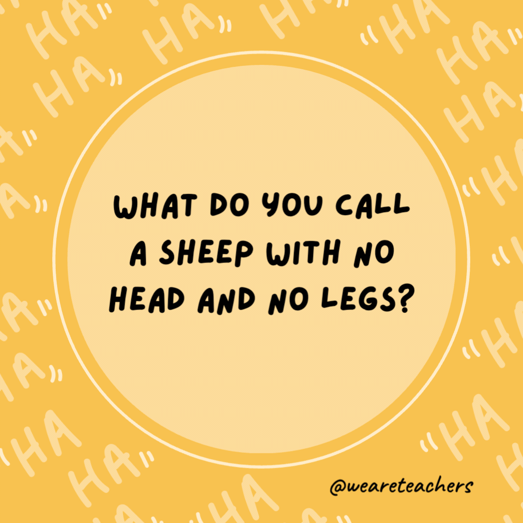What do you call a sheep with no head and no legs?

A cloud.