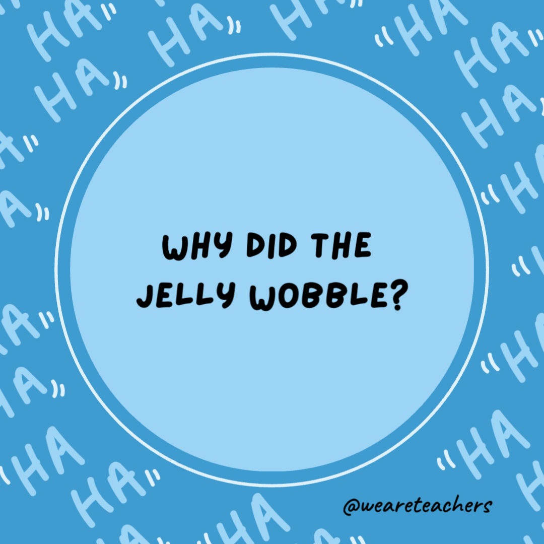Why did the jelly wobble?

Because it saw the milk shake.