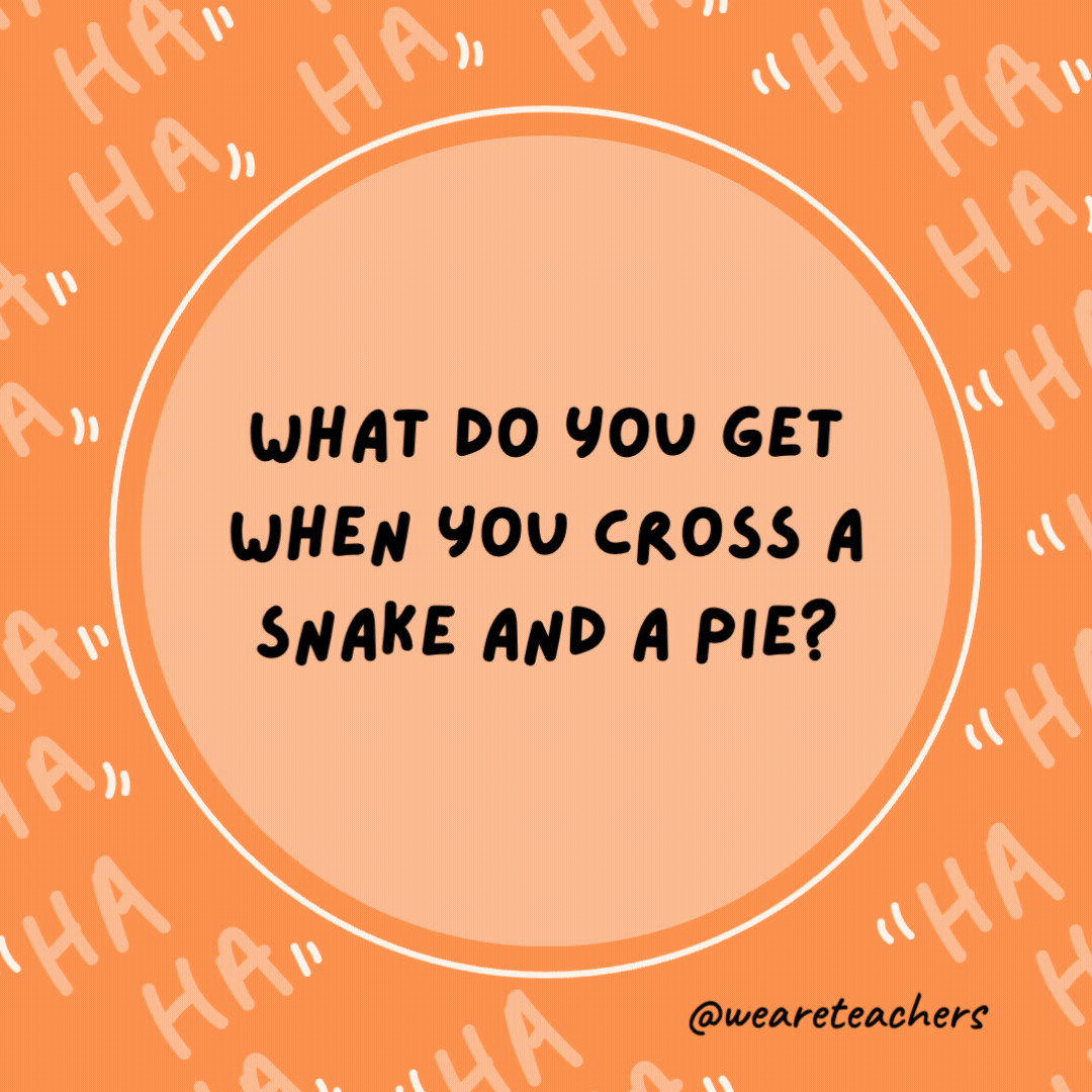 What do you get when you cross a snake and a pie?- dad jokes for kids