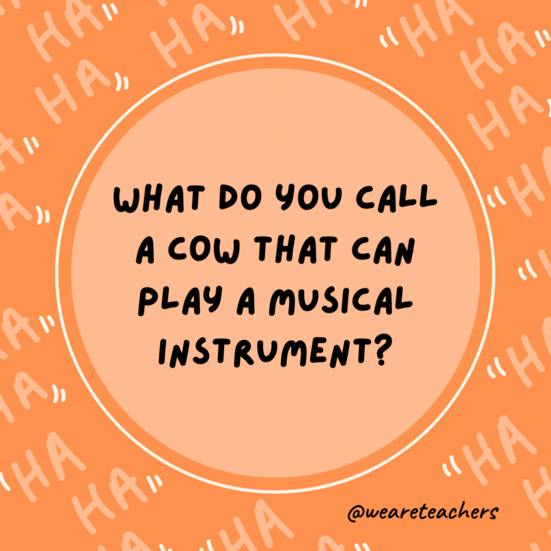 What do you call a cow that can play a musical instrument?

A moo-sician.- dad jokes for kids