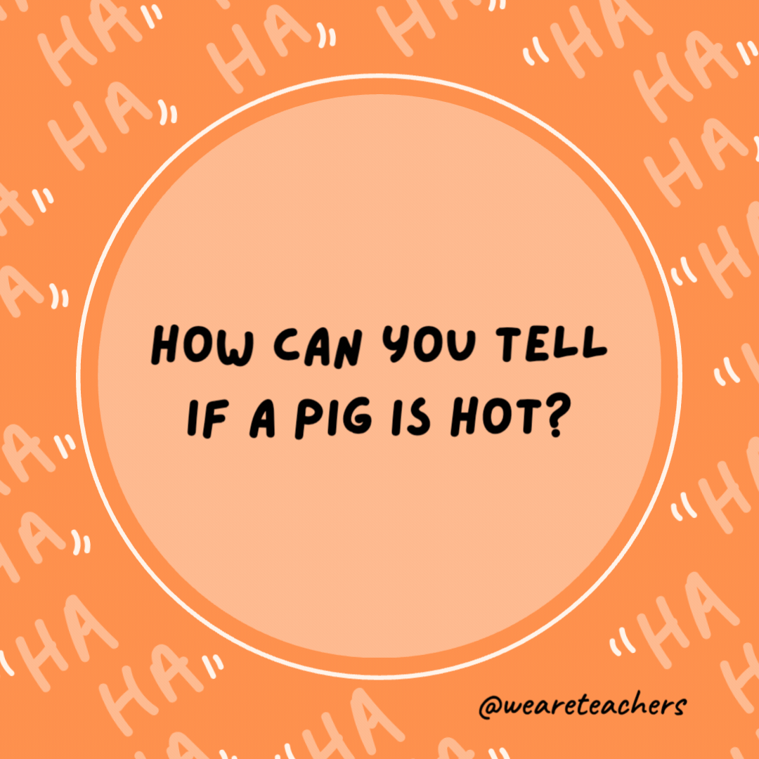 How can you tell if a pig is hot?

It's bacon.