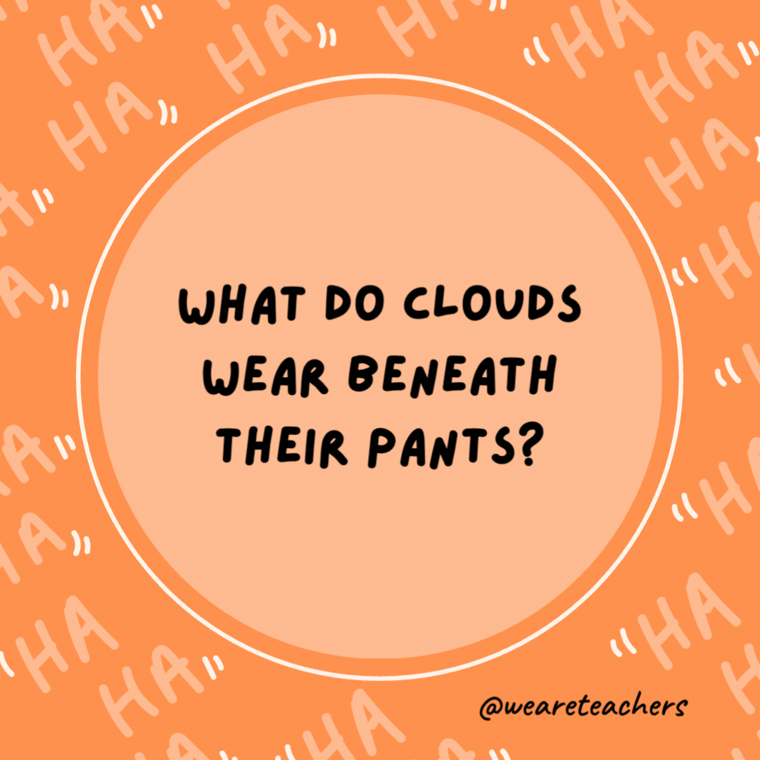 What do clouds wear beneath their pants?

Thunderwear.
