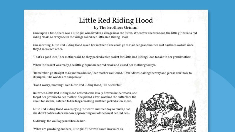 Little Red Riding Hood pintable story.