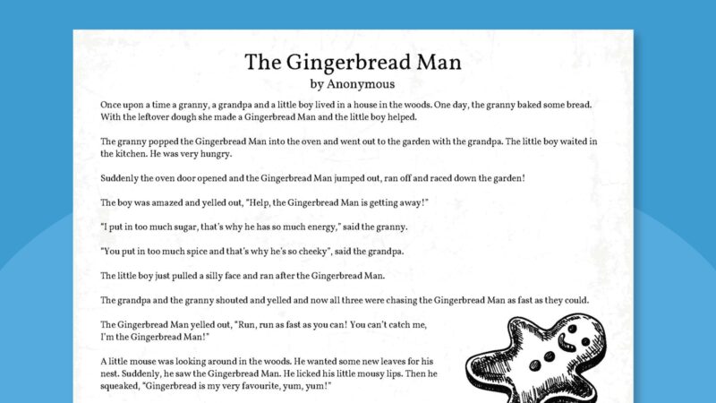 The Gingerbread Man pintable story.