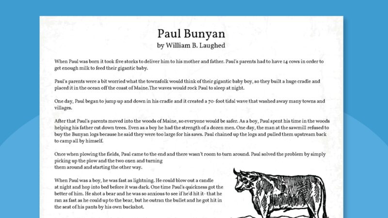 Paul Bunyan pintable story.