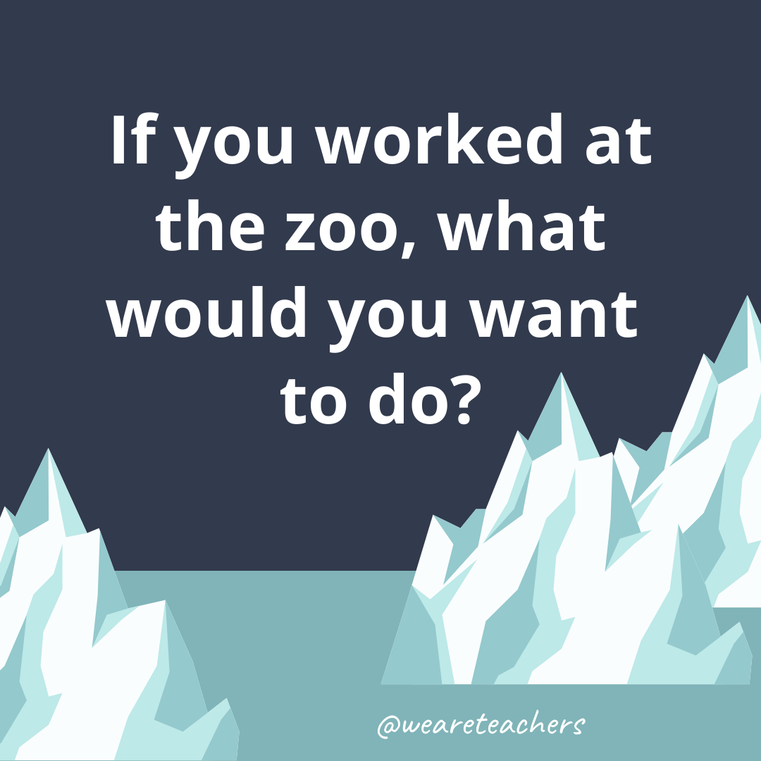 If you worked at the zoo, what would you want to do?- fun icebreaker questions