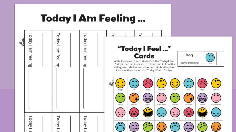 Printable today I Feel cards and chart.