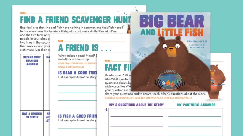 Big Bear and Little Fish book cover and read aloud activities