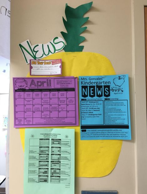 A pineapple says News. It has some newsletters and a calendar.