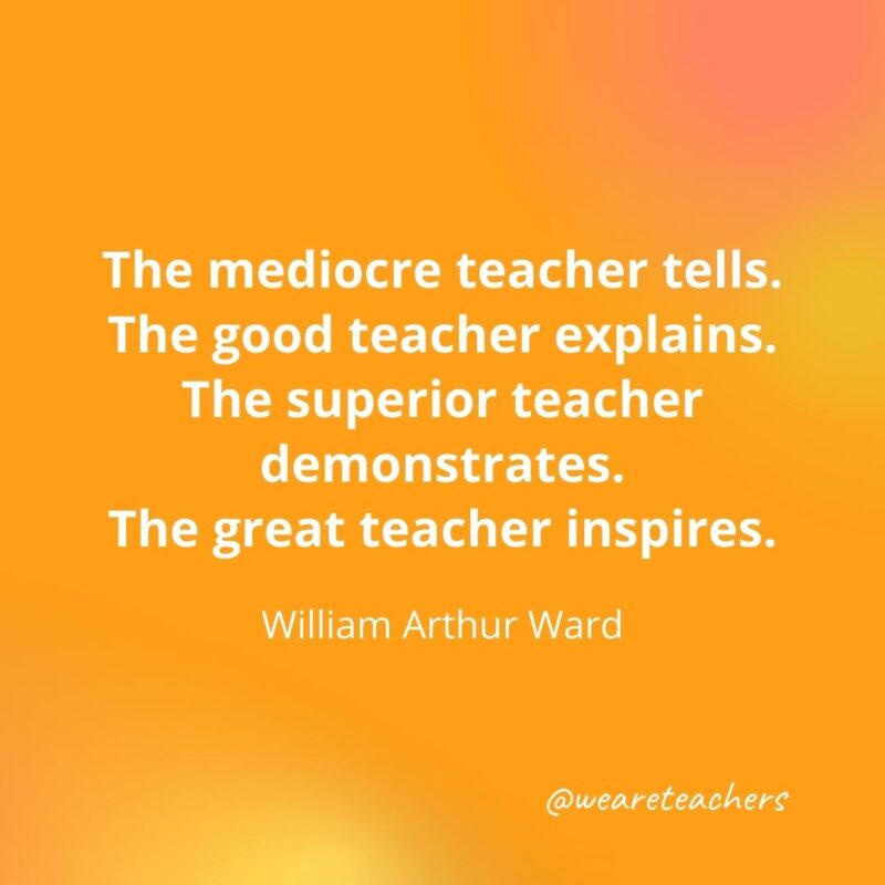 The great teacher inspires. – William Arthur Ward- inspirational quotes for teachers