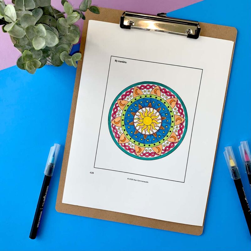 mandala coloring page for zones of regulation activities 