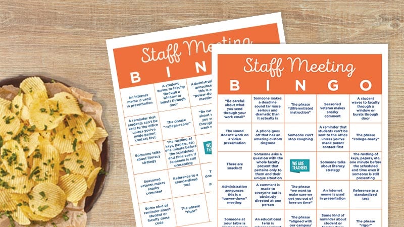 Faculty Meeting Bingo Cards printable team building activities