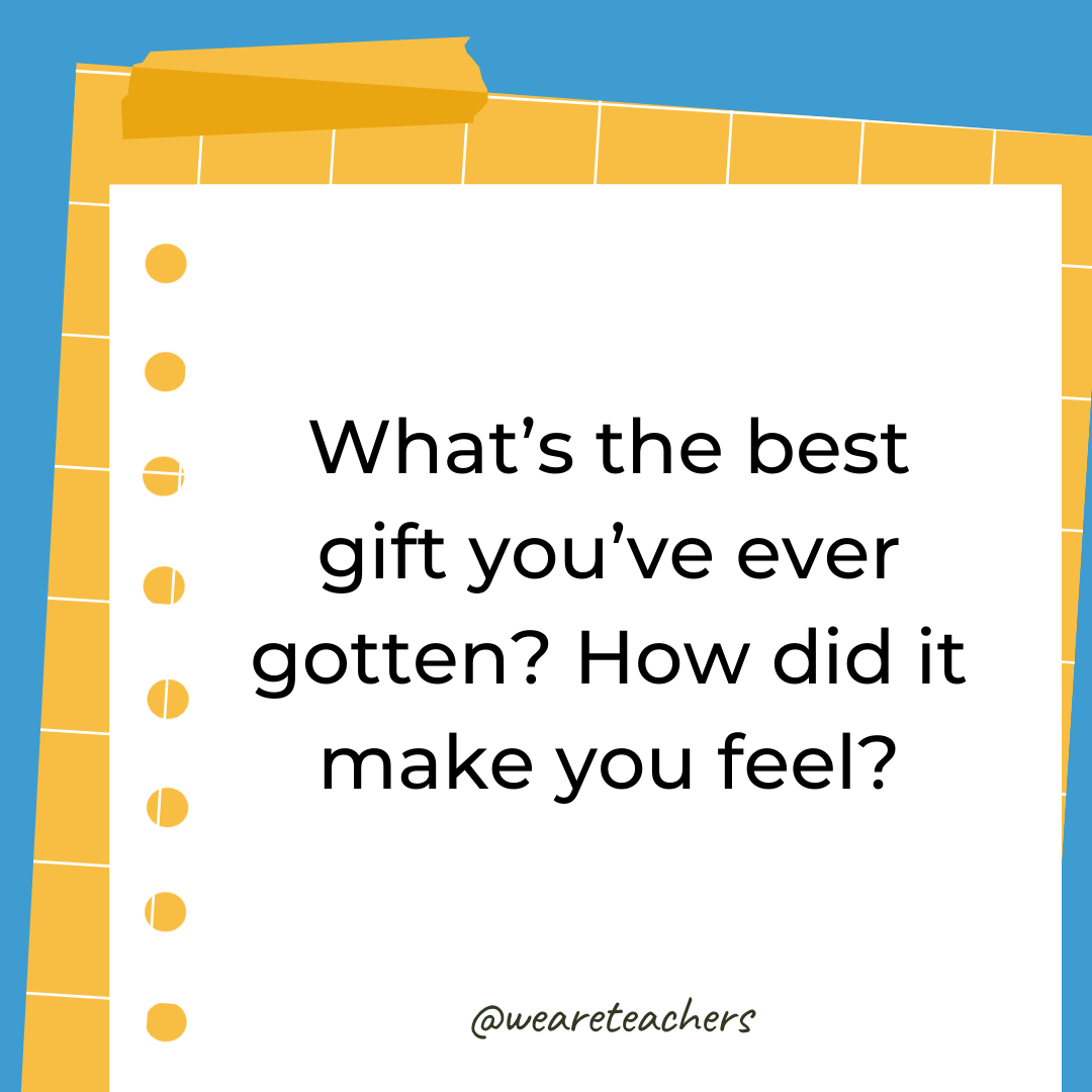 What’s the best gift you’ve ever gotten? How did it make you feel?- 4th grade writing prompts