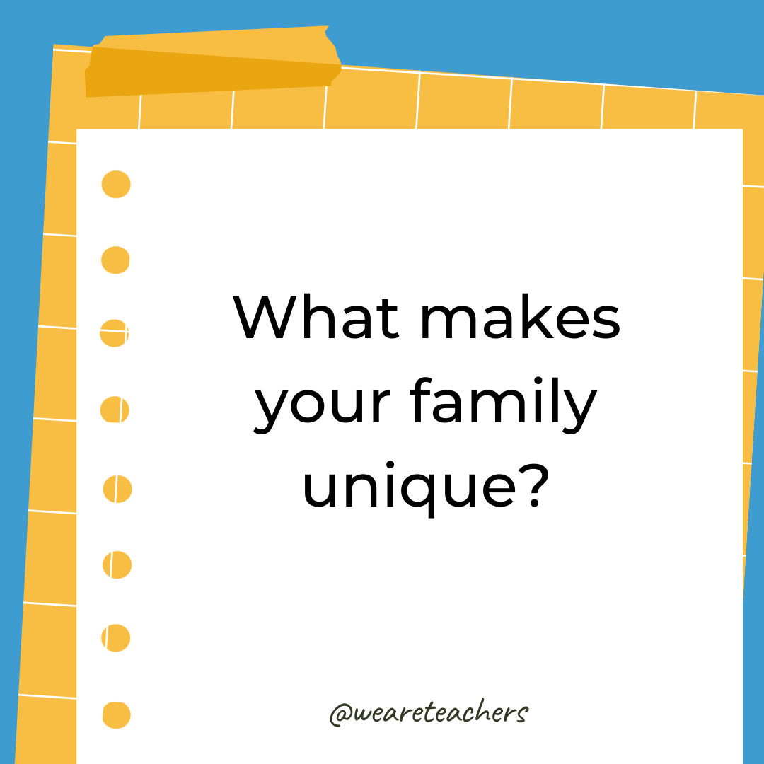 What makes your family unique?- 4th grade writing prompts