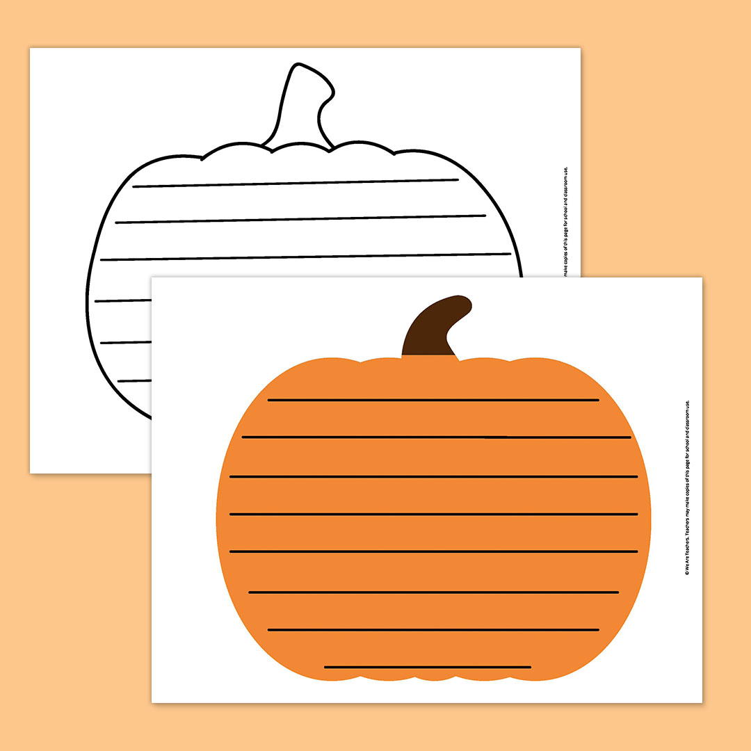 Large Pumpkin Template With Lines for Writing