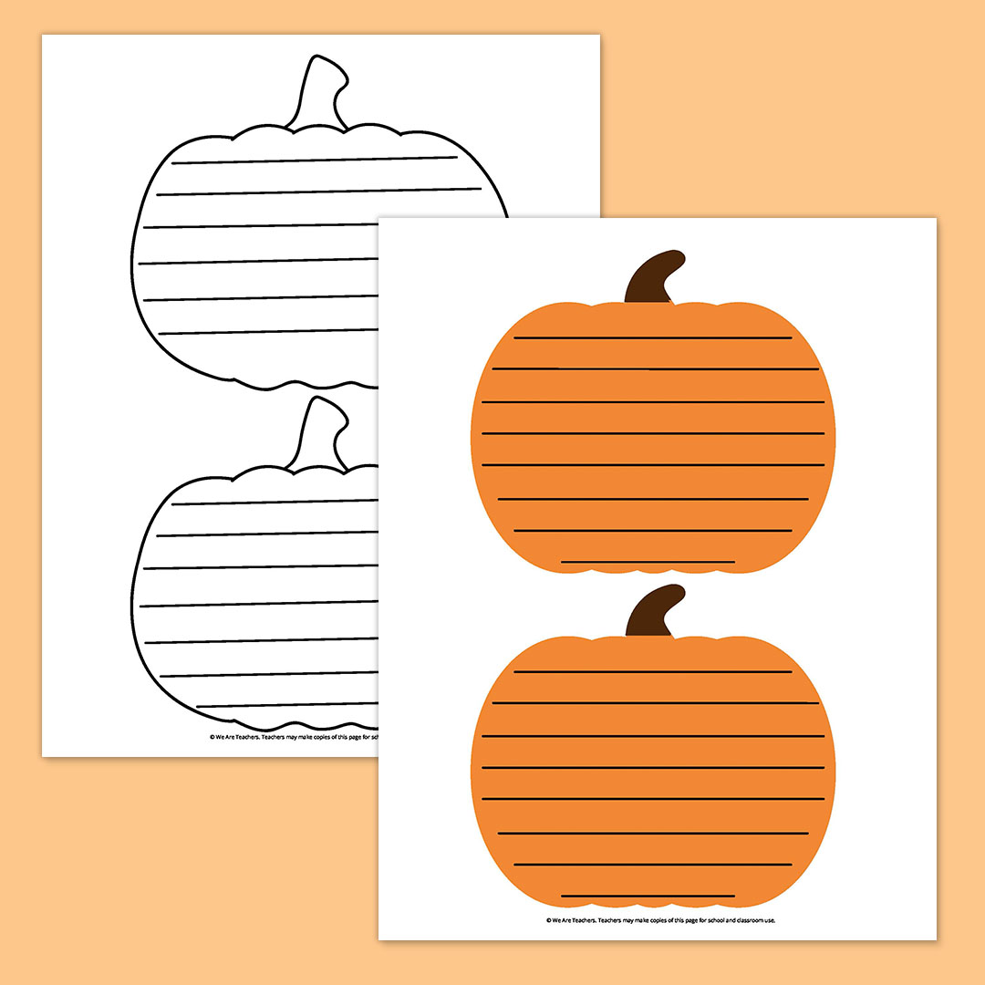 Medium Pumpkin Template With Lines for Writing