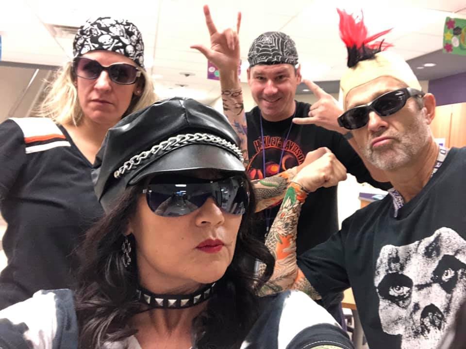 Group of teachers dressed as a biker gang