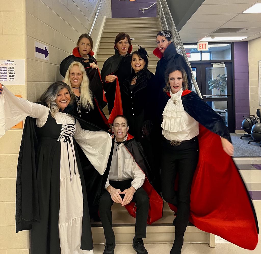 Group of teachers dressed as vampires