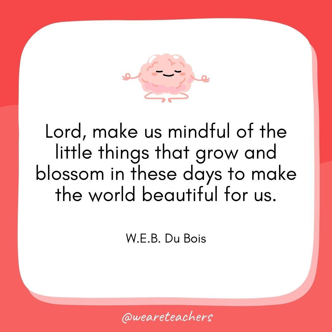 Lord, make us mindful of the little things that grow and blossom in these days to make the world beautiful for us. 