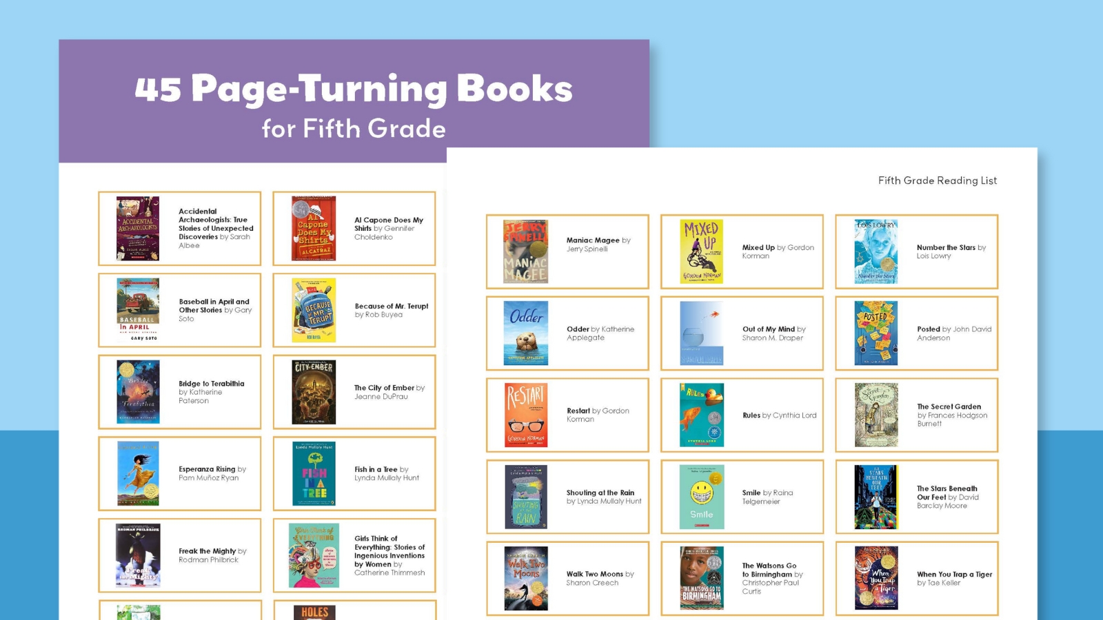 Fifth grade books list