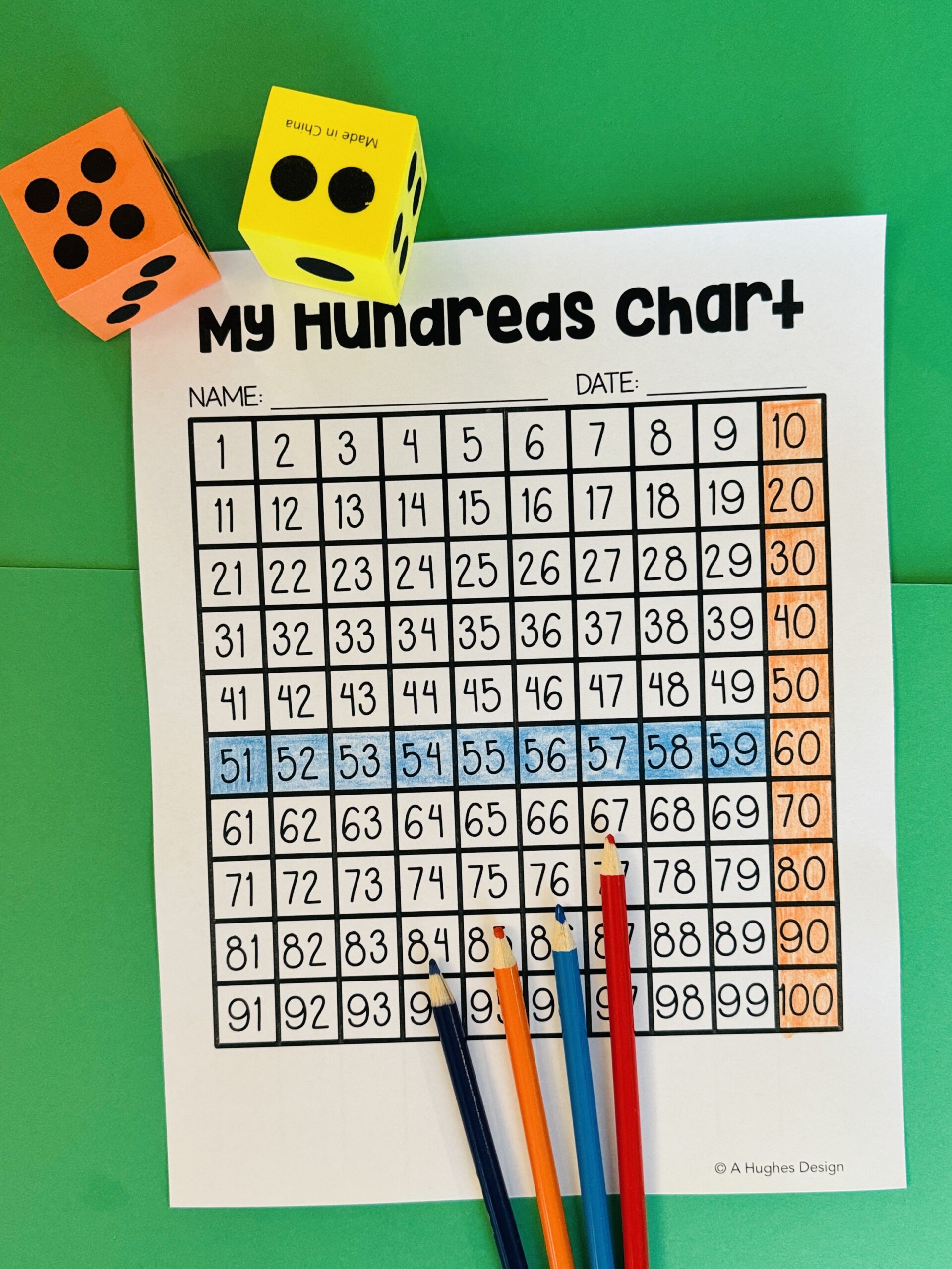 One Hundred Chart Patterns- place value activities