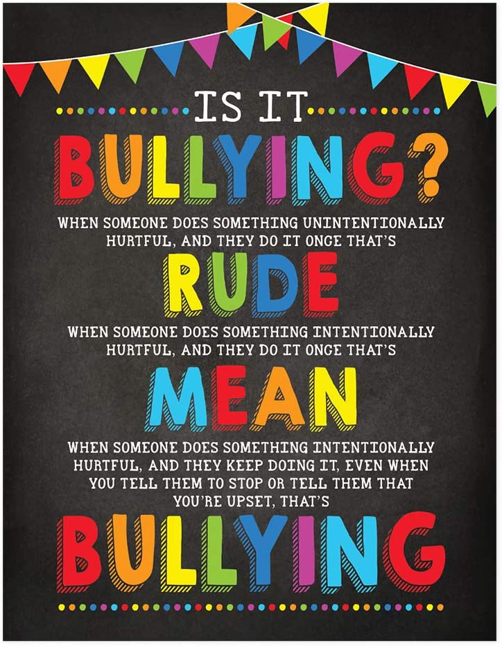 Is It Bullying? classroom poster with the differences between rude, mean, and bullying