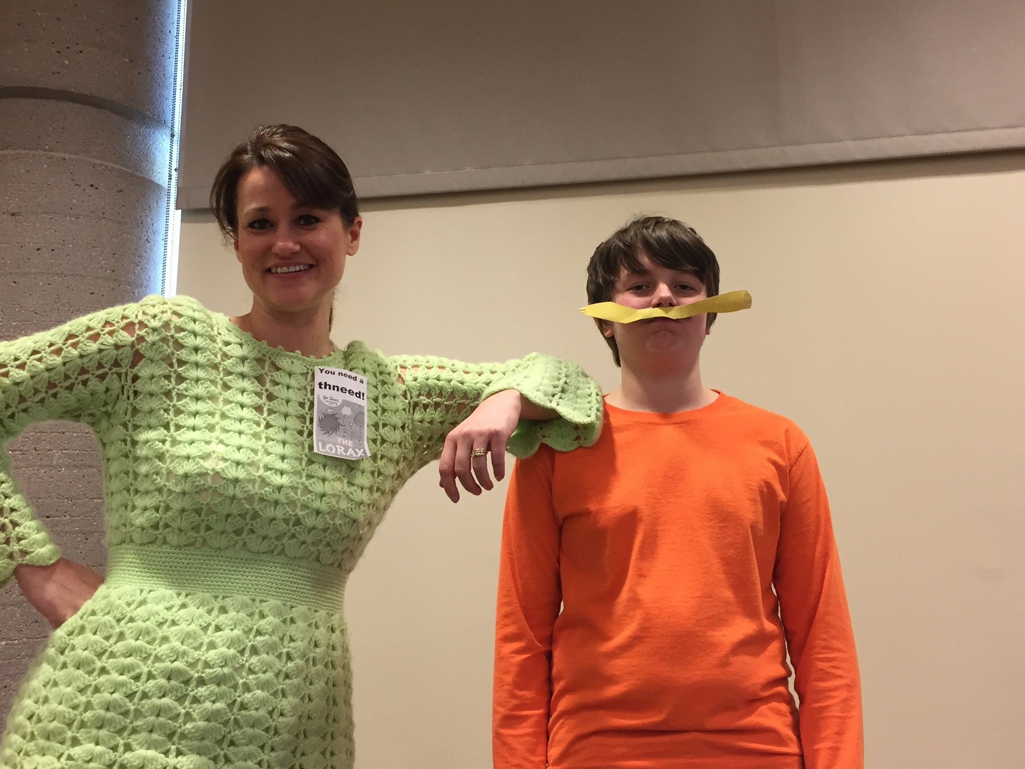 Teacher duo dressed as The Lorax and Sneed