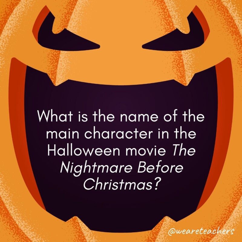 What is the name of the main character in the Halloween movie The Nightmare Before Christmas?