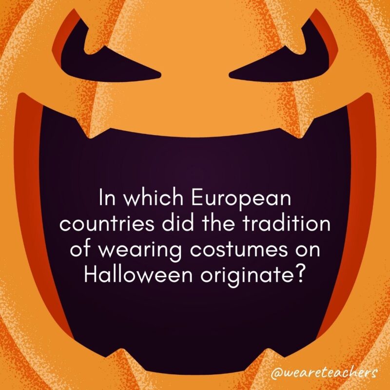  In which European countries did the tradition of wearing costumes on Halloween originate?