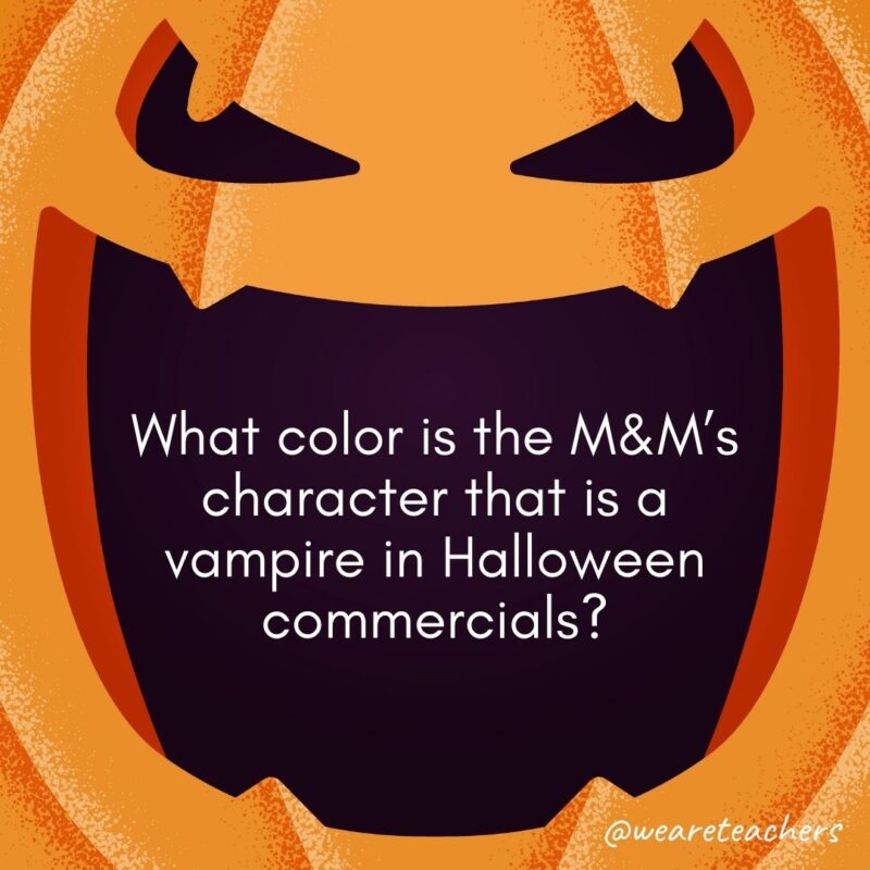 What color is the M&M’s character that is a vampire in Halloween commercials?