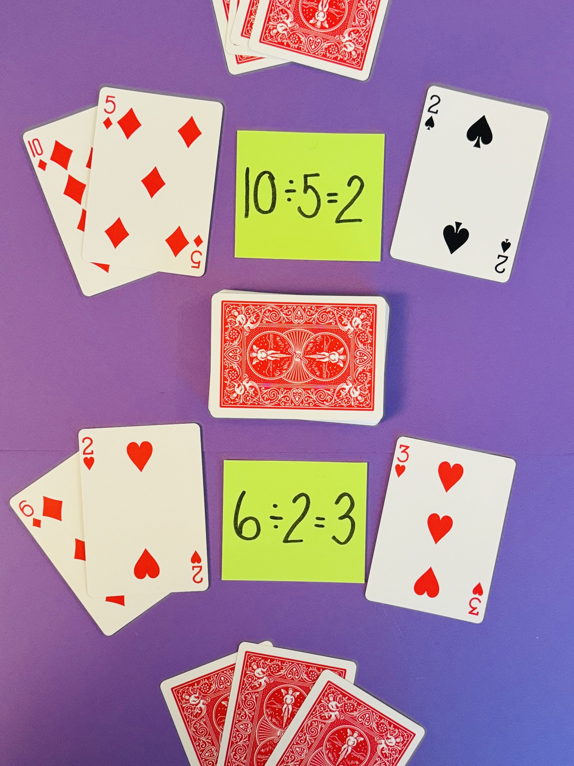 Deck of cards with division equations