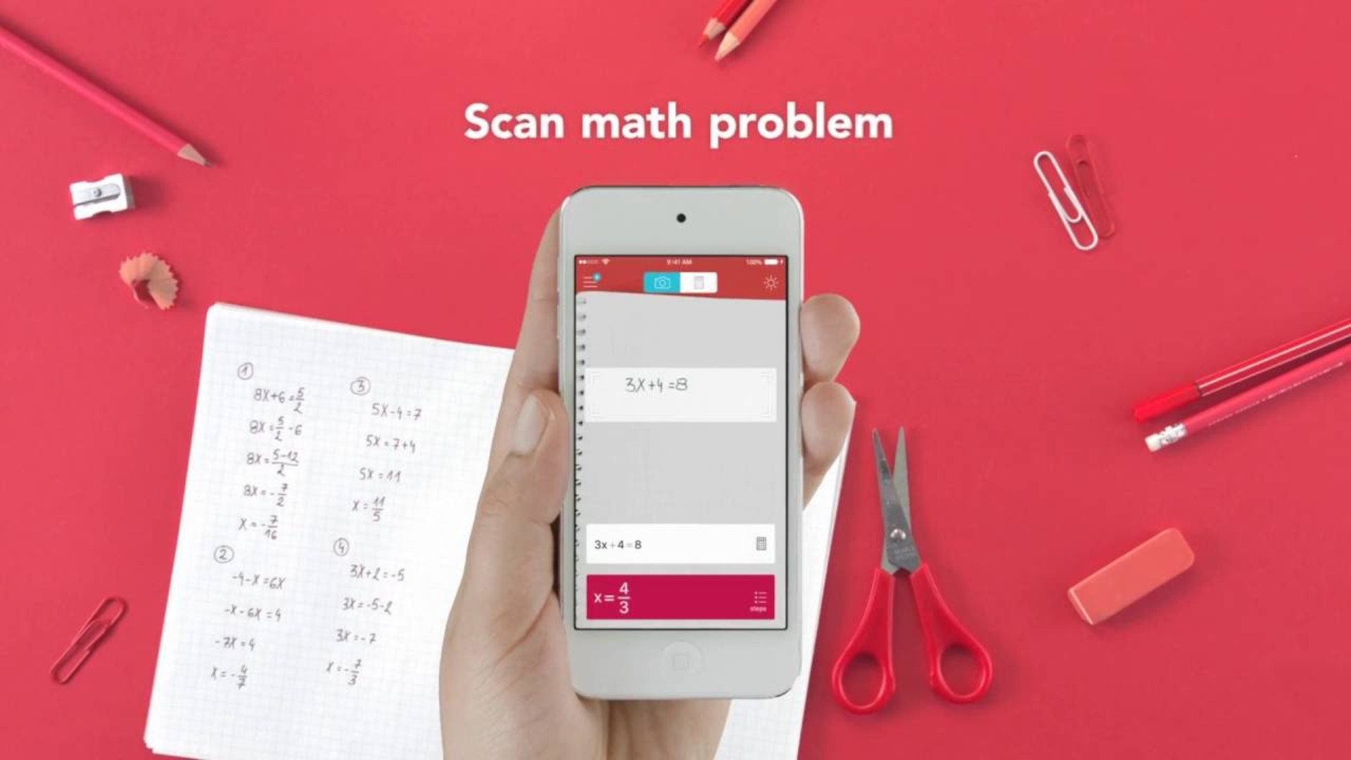 Photomath app scanning math problem