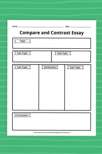 Compare and Contrast Essay Graphic Organizer