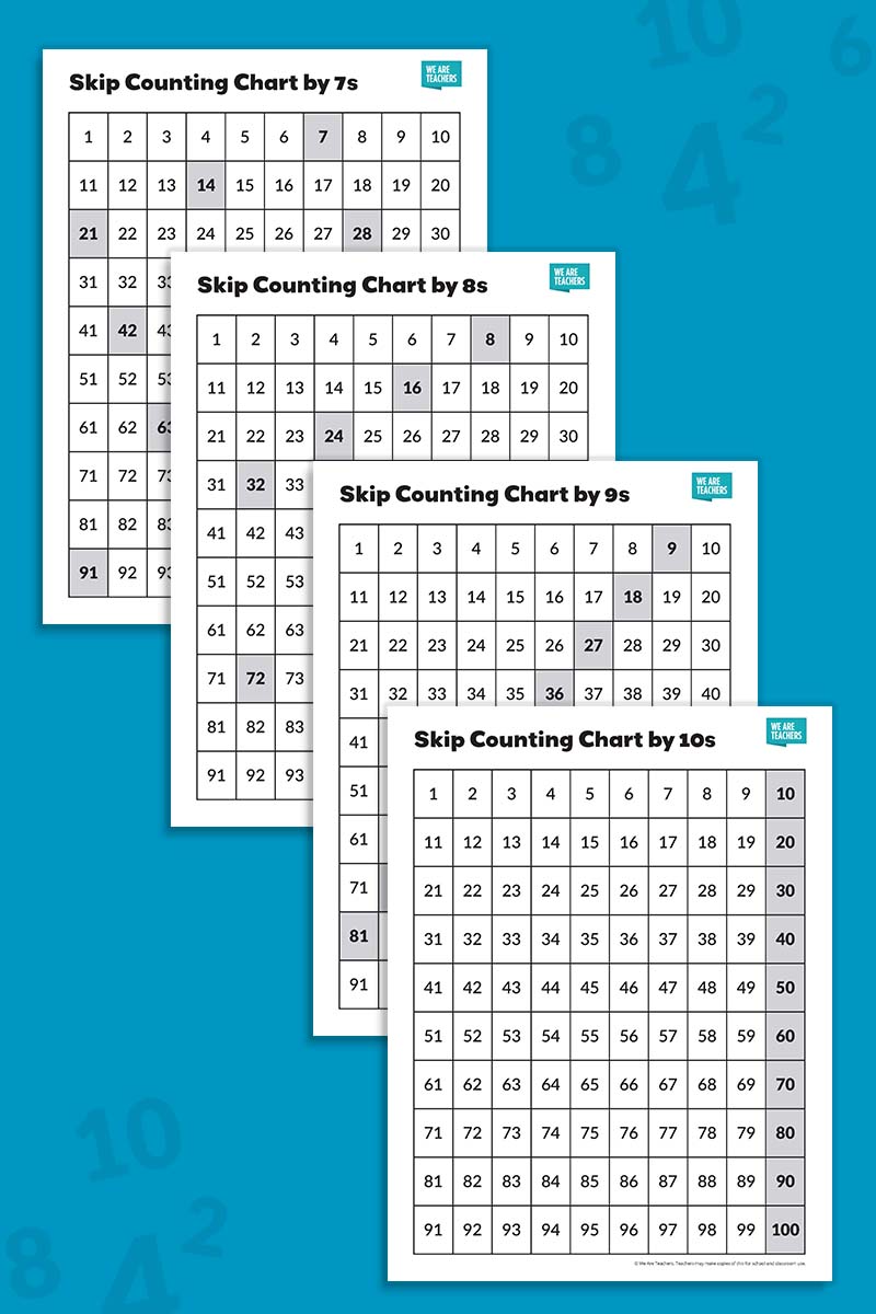 Skip-Counting Charts (Black-and-White)