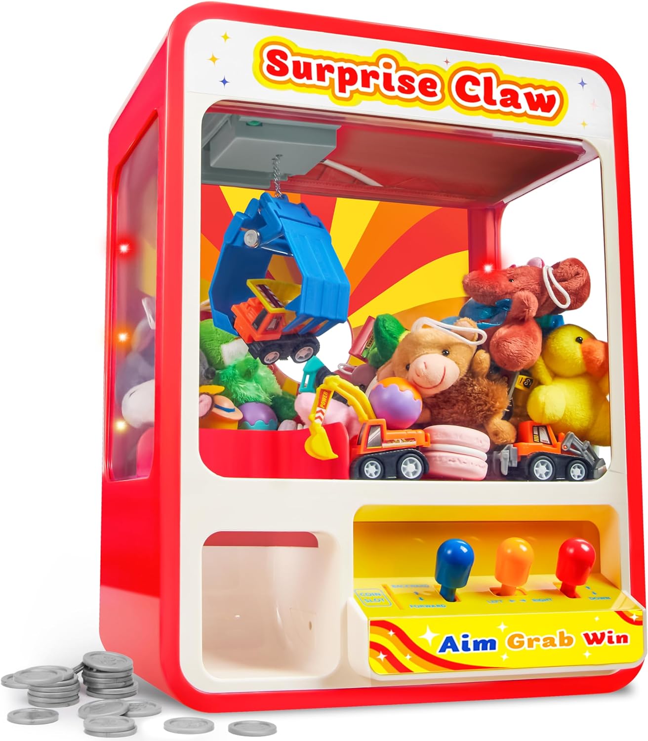 Mini toy claw game with toys and prizes inside