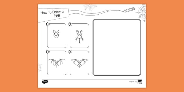 twinkl how to draw a bat Halloween printables