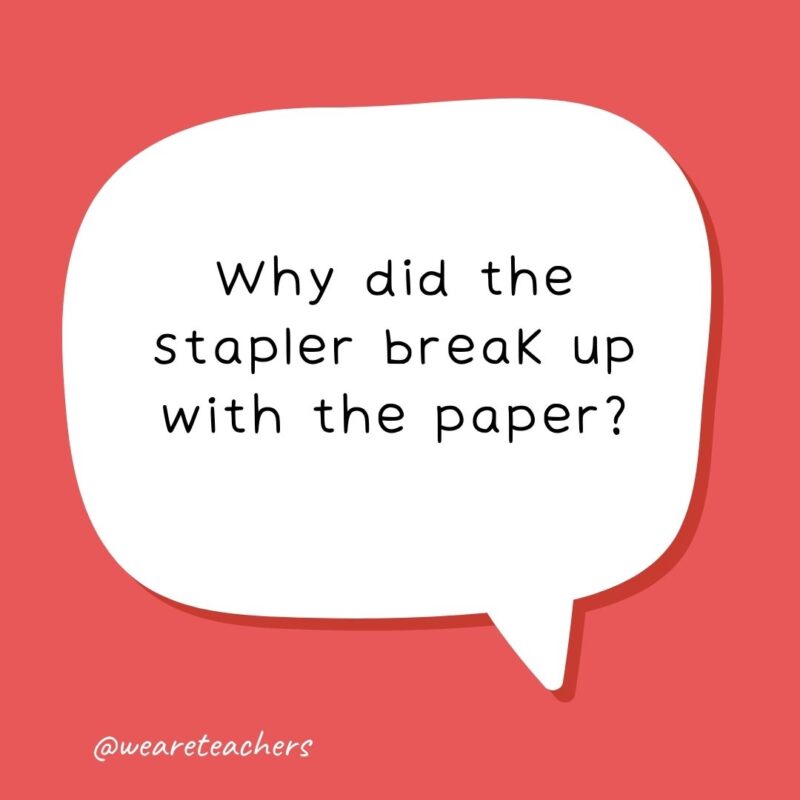 Why did the stapler break up with the paper?