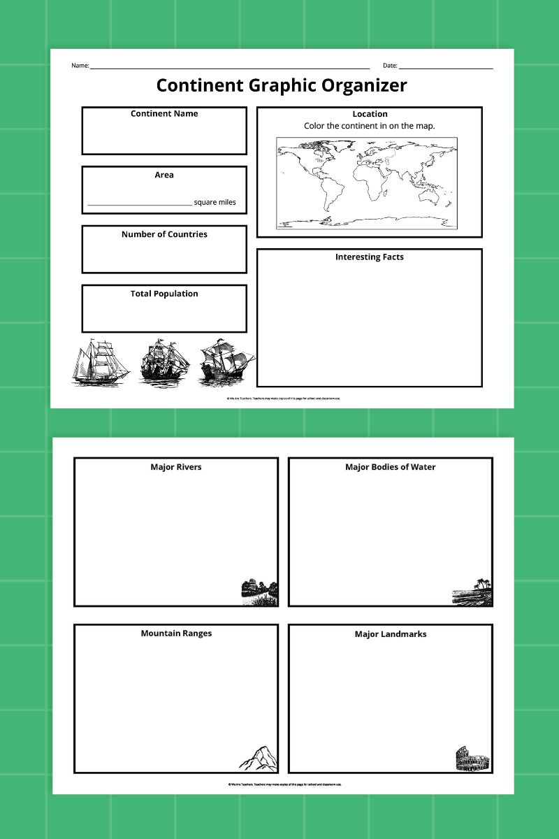 Individual Continent Graphic Organizer