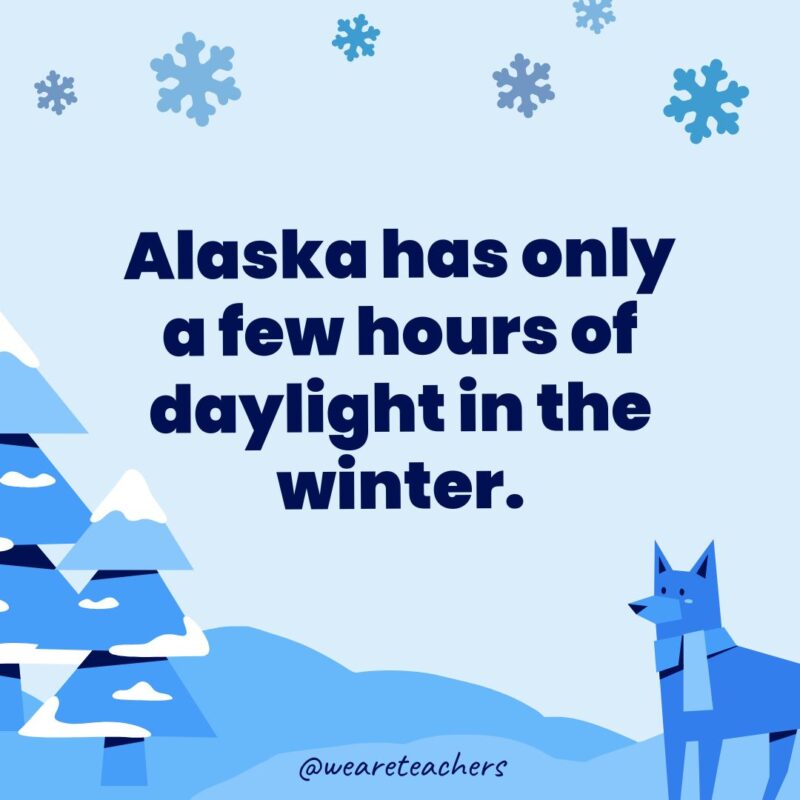 Alaska has only a few hours of daylight in the winter.