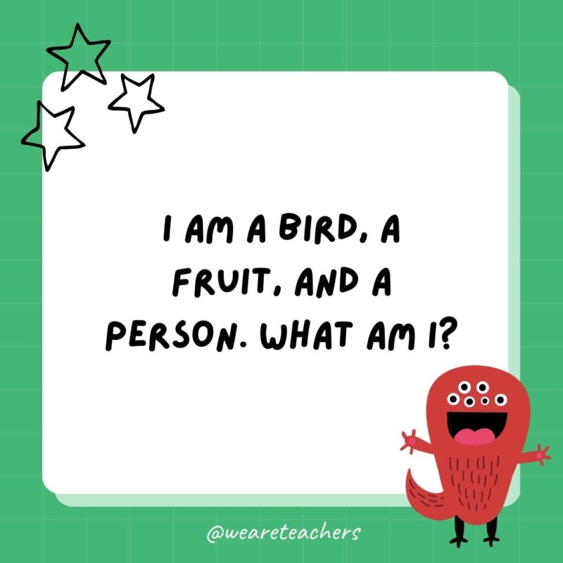 I am a bird, a fruit, and a person. What am I?