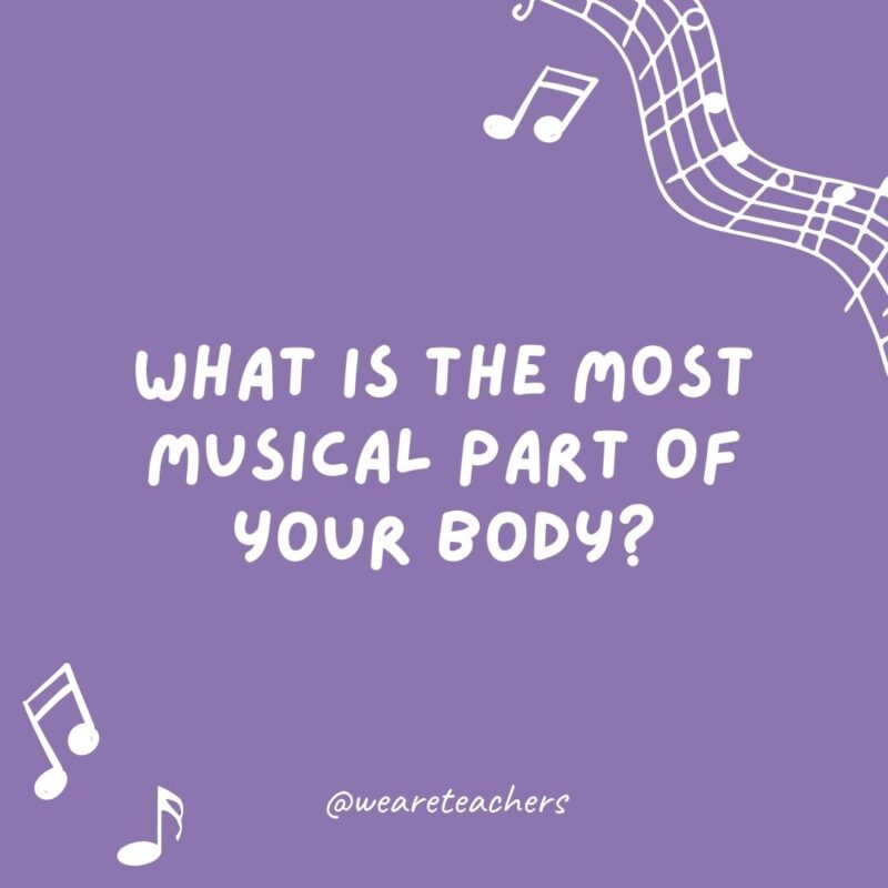 What is the most musical part of your body? Your nose because you can blow and pick it.