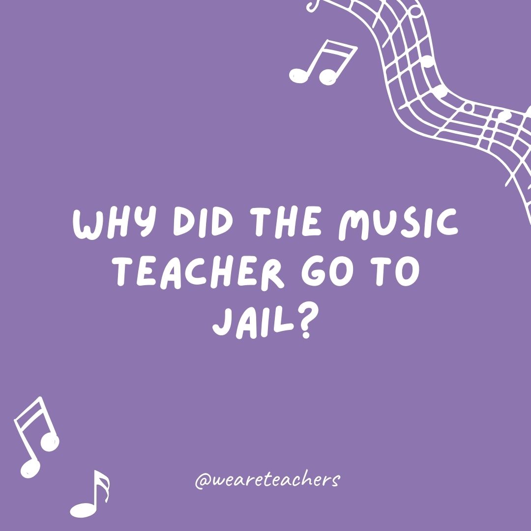 Why did the music teacher go to jail?
