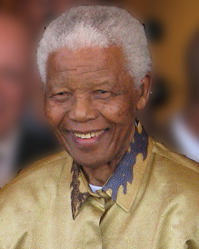 Close up of Nelson Mandela.