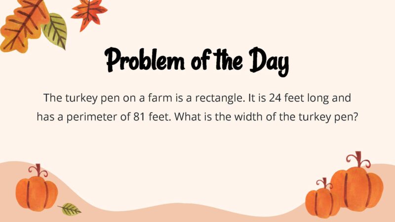 The turkey pen on a farm is a rectangle. It is 24 feet long and has a perimeter of 81 feet. What is the width of the turkey pen?