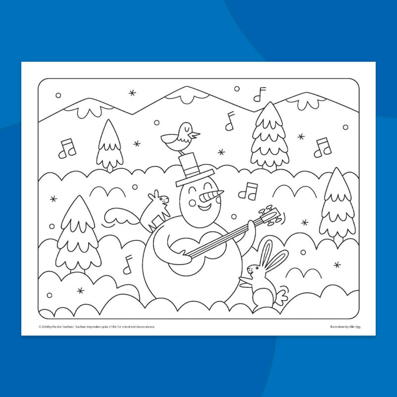 Snowman Musician Coloring Page