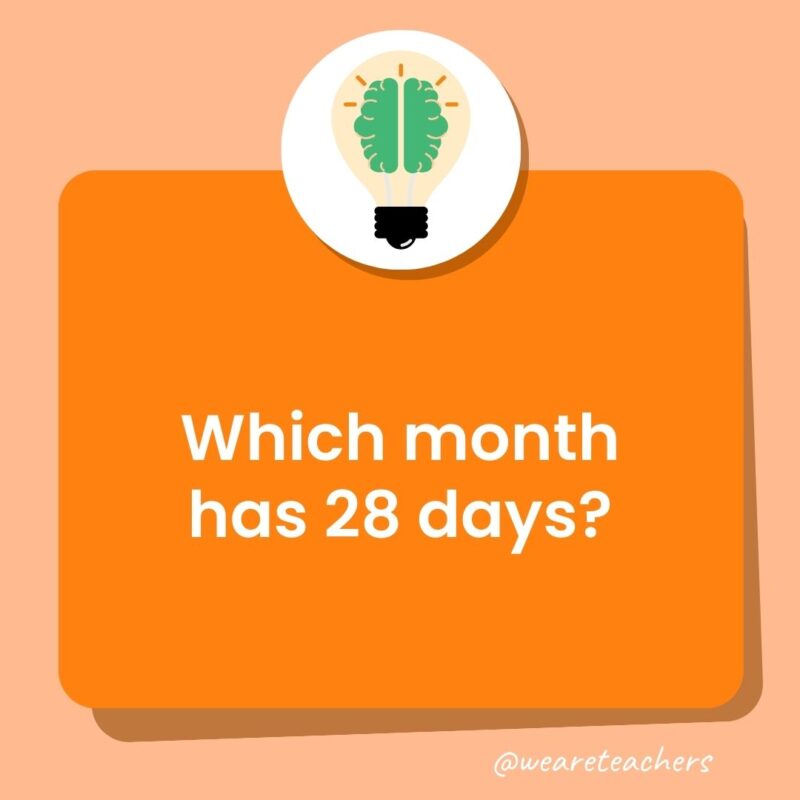 Which month has 28 days?