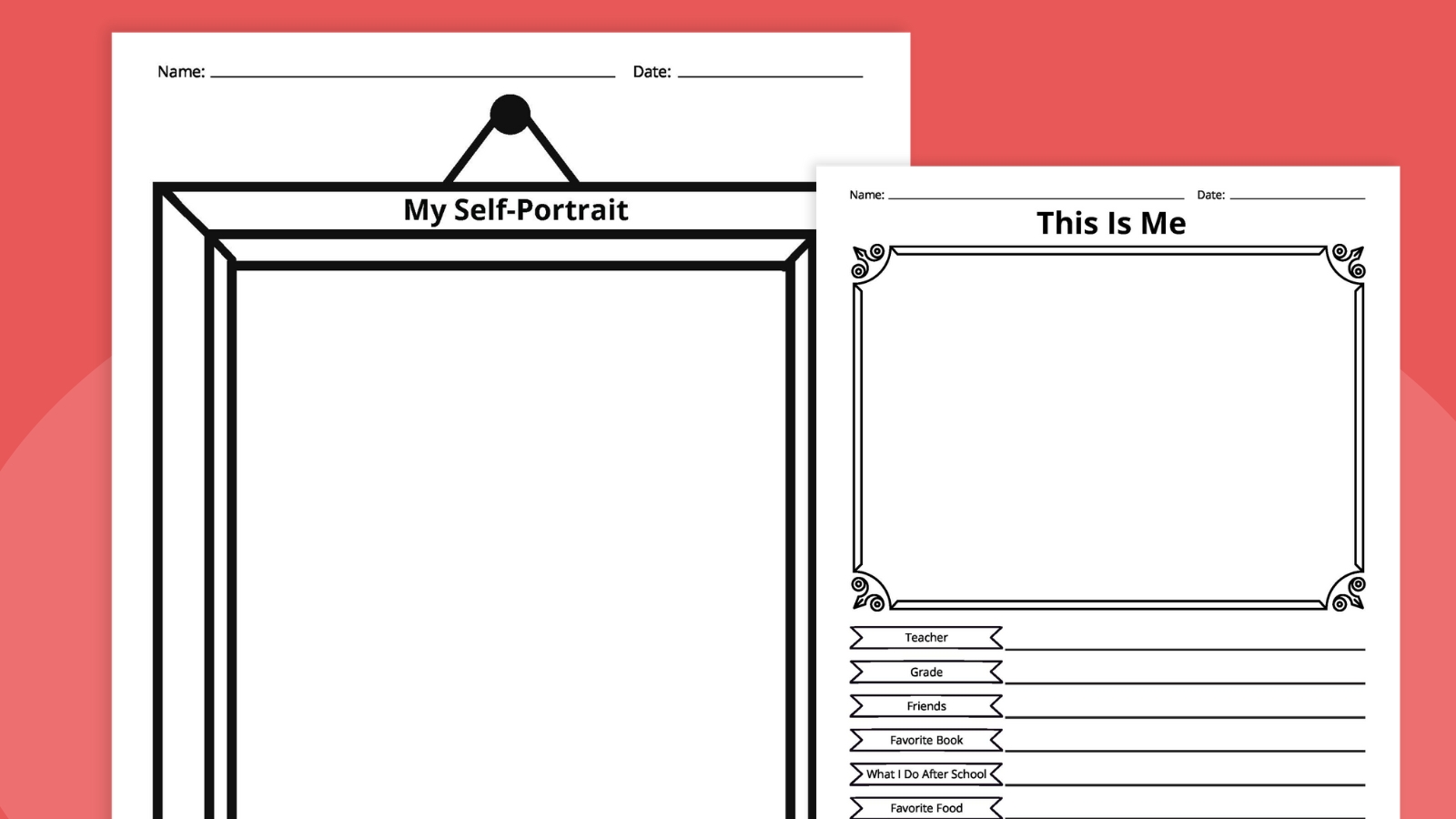 self-portrait printable template bundle