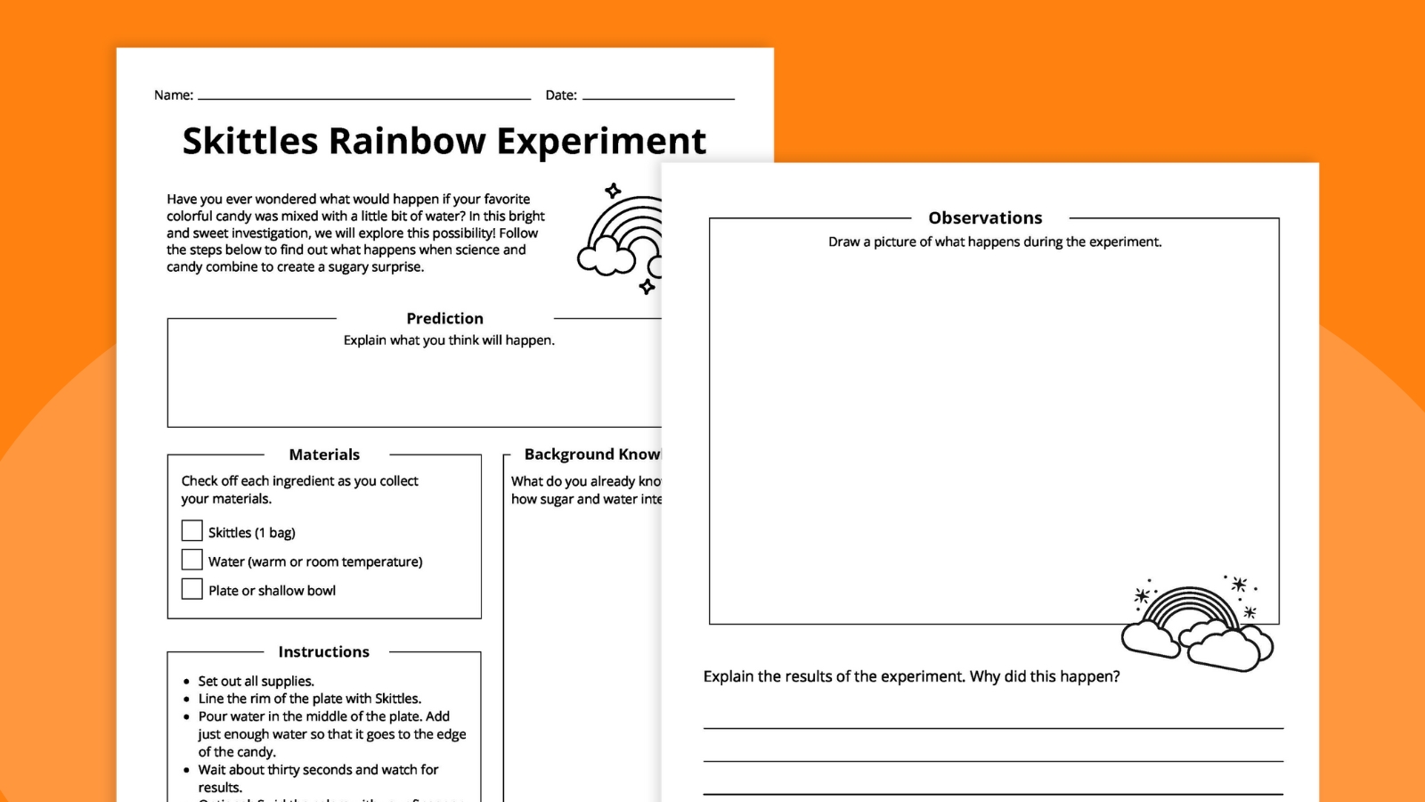 Printable Skittles Rainbow Experiment Worksheet