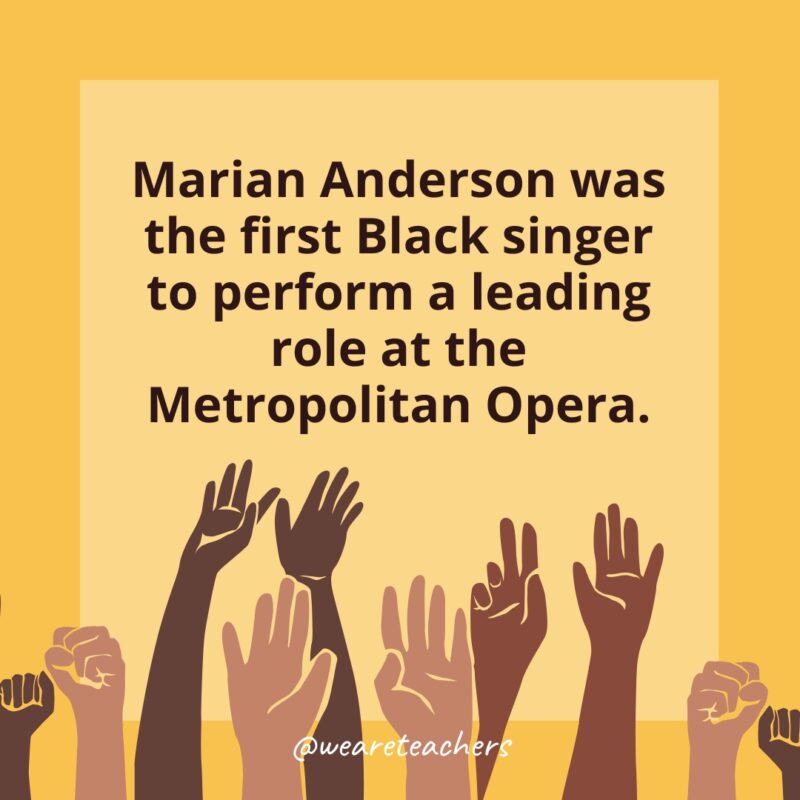 Marian Anderson was the first Black singer to perform a leading role at the Metropolitan Opera.