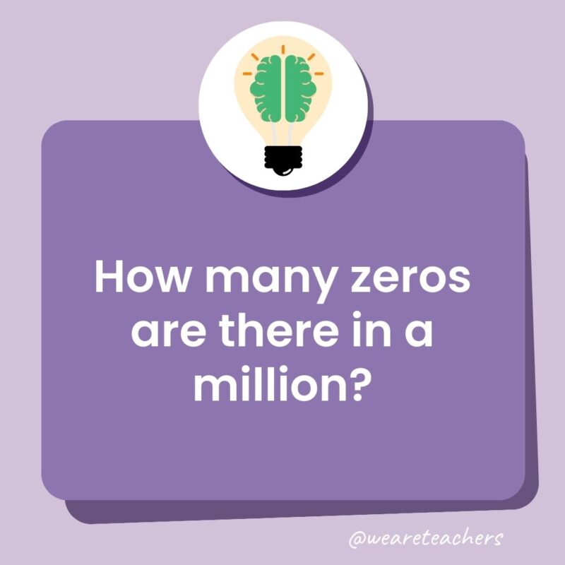 How many zeros are there in a million?